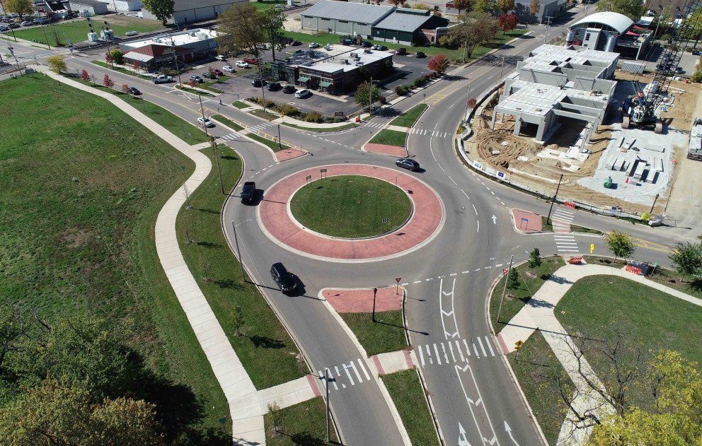 Kalamazoo Roundabout Aerial Wide View