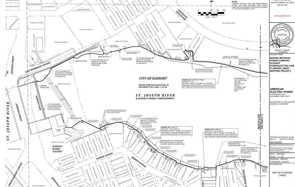 Elkhart Hydroelectric Flowage Land Map Survey Page