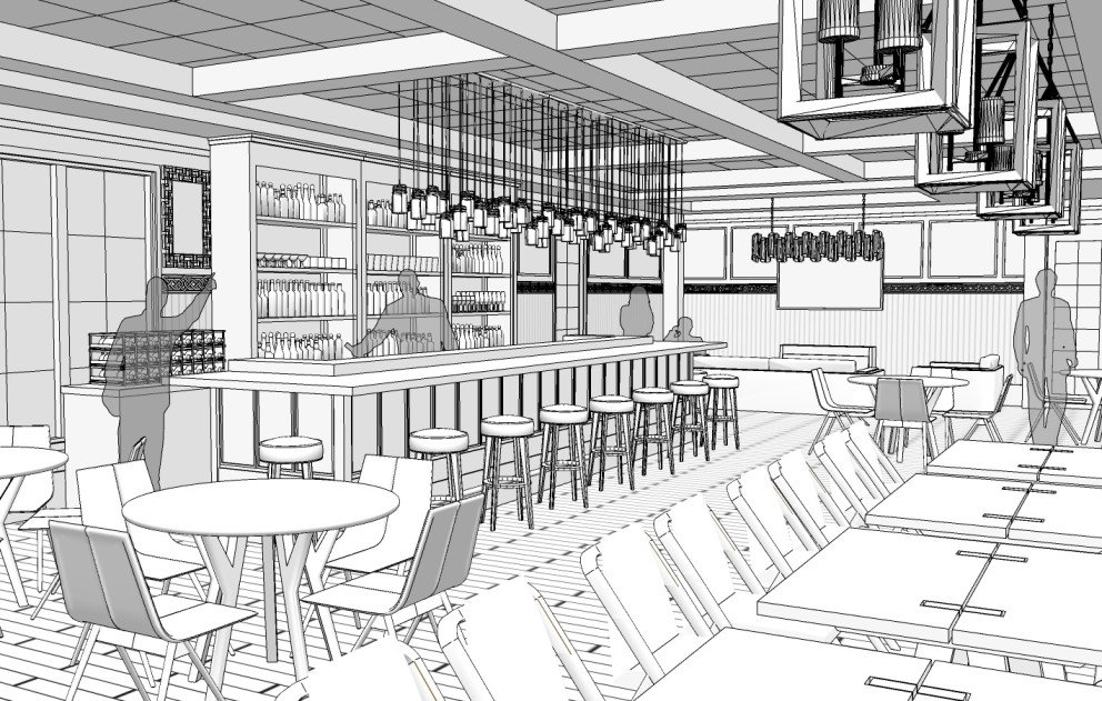 Bar area opposite side rendering