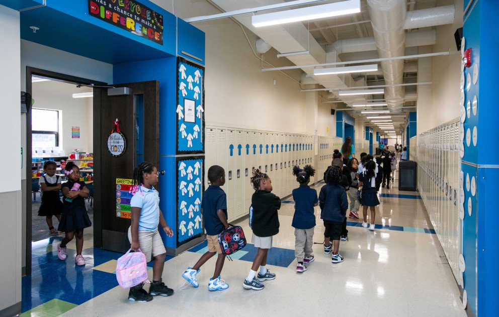 Charter School of the Dunes Kids in Hallway