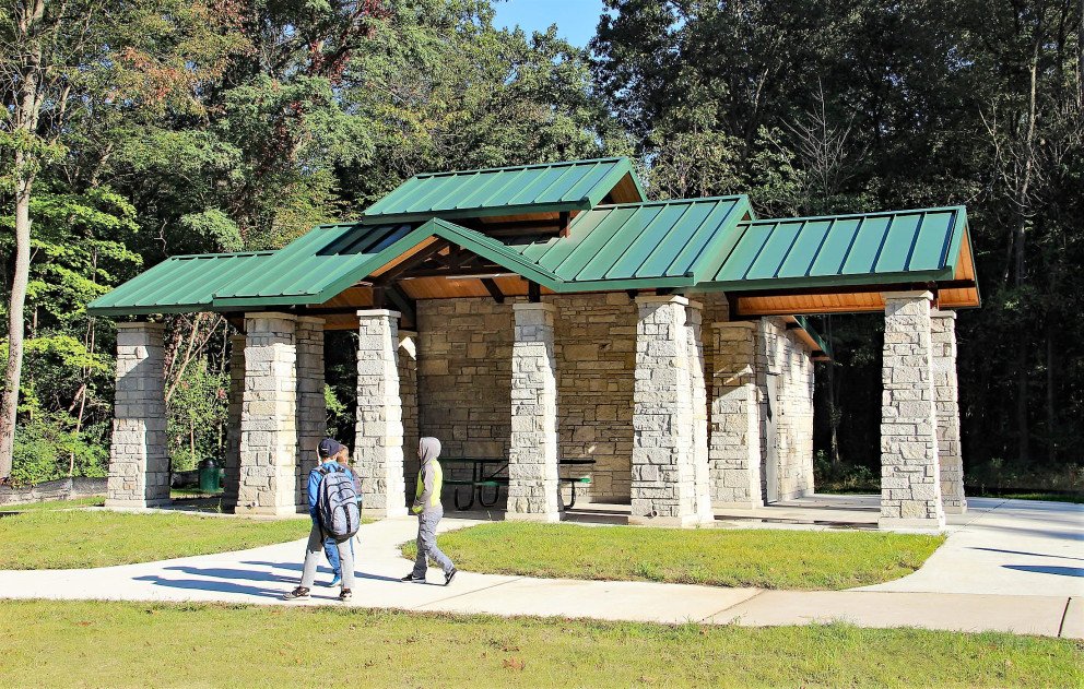 Eliason Trailhead Pavilion With Children Walking