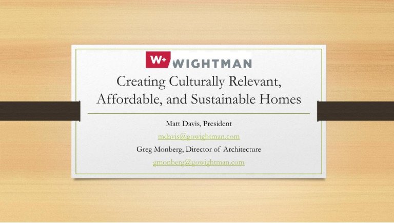 Wightman presentation on affordable housing