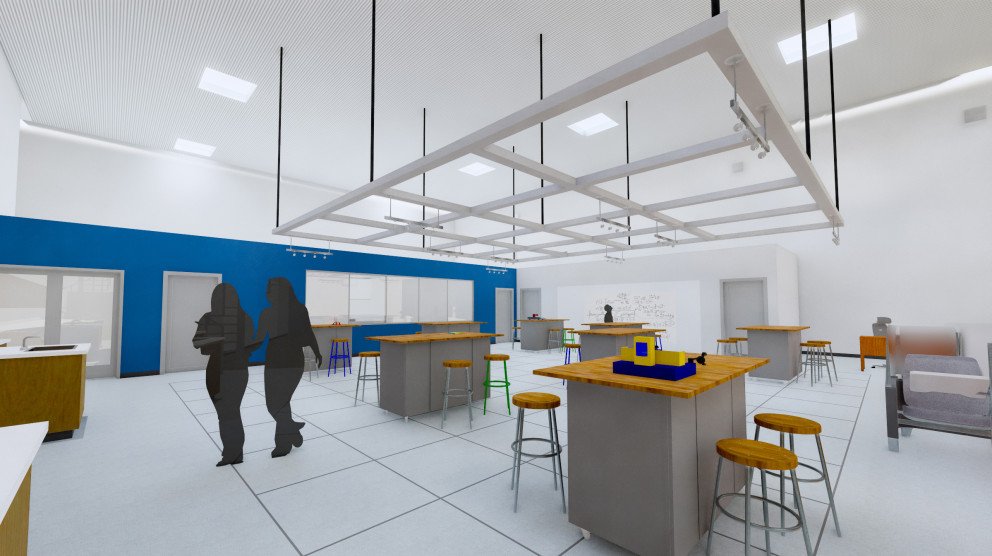 Bishop Noll STREAM lab rendering with lighting lab stations