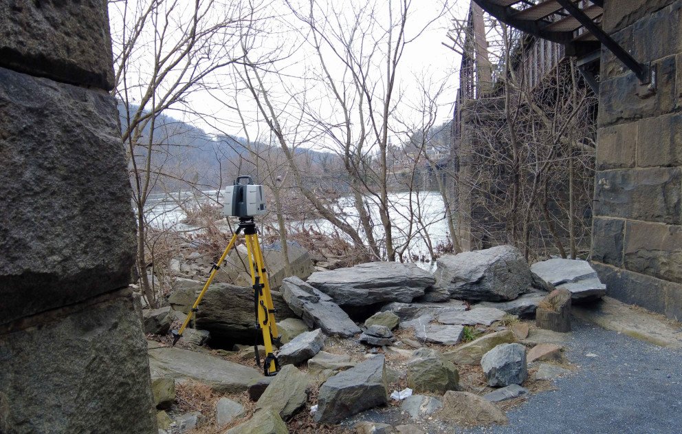 Scanning Equipment Pointed Across the River in Harpers Ferry