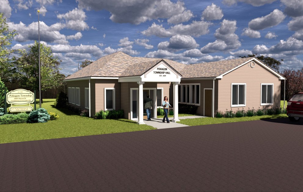 Pokagon Township Hall Rendering with Hip Roof