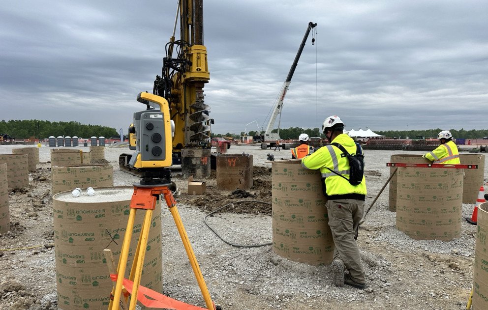 Google data site pilings with survey crew