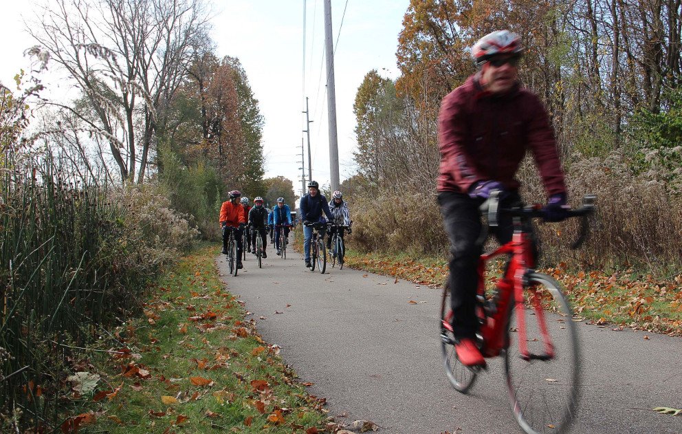 Indiana Michigan Trail Biker Speeding Down Lane
