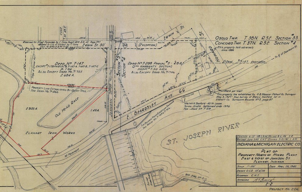 Elkhart Hydroelectric Dam 1924 Original Map